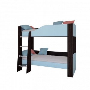 Детская двухъярусная кровать «Астра 2», без ящика, цвет венге / голубой