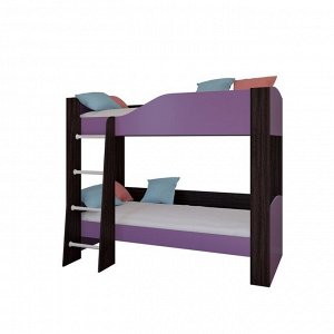 Детская двухъярусная кровать «Астра 2», без ящика, цвет венге / фиолетовый