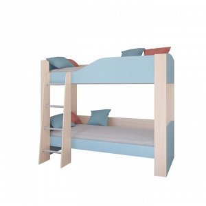 Детская двухъярусная кровать «Астра 2», без ящика, цвет дуб молочный / голубой