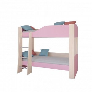 Детская двухъярусная кровать «Астра 2», без ящика, цвет дуб молочный / розовый