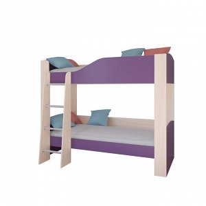 Детская двухъярусная кровать «Астра 2», без ящика, цвет дуб молочный / фиолетовый