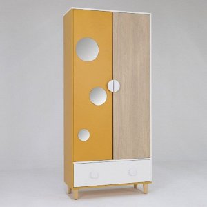 Шкаф 2-х створчатый с ящиком Манго-2 900х400х2000 белый/охра/палермо