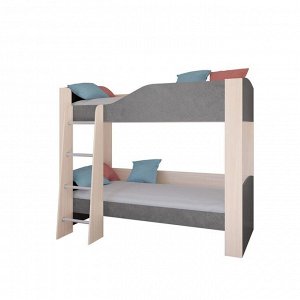Клик Мебель Детская двухъярусная кровать «Астра 2», без ящика, цвет дуб молочный железный камень