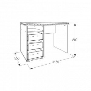 Стол письменный «Ольга 13», 1150 ? 550 ? 800 мм, цвет ясень анкор тёмный / анкор светлый