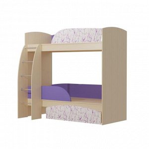 Двухъярусная кровать «Омега 4», 800 ? 1900 мм, ЛДСП / МДФ, цвет млечный дуб / фиолетовый