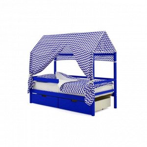 Крыша текстильная Бельмарко для кровати-домика Svogen зигзаги синие