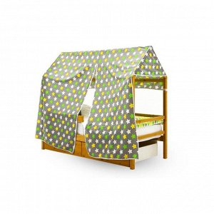 Крыша текстильная Бельмарко для кровати-домика Svogen звезды, желтый,белый, фон графит