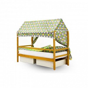 Крыша текстильная Бельмарко для кровати-домика Svogen звезды, желтый,белый, фон графит