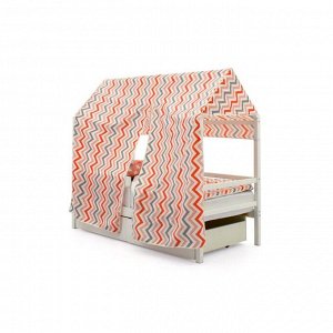 Крыша текстильная Бельмарко для кровати-домика Svogen зигзаги красный, розовый, графит