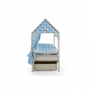 Крыша текстильная Бельмарко для кровати-домика Svogen зигзаги синий, голубой, графит