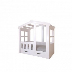 Детская кровать-чердак «Астра домик», с ящиком, цвет белый / цвет белый