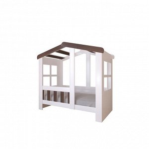 Детская кровать-чердак «Астра домик», без ящика, цвет белый / дуб шамони