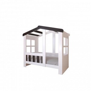 Детская кровать-чердак «Астра домик», без ящика, цвет белый / венге