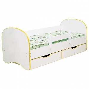 Кровать детская с бортом «Радуга», 2 ящика, 800 ? 1900 мм, цвет белый / кант жёлтый