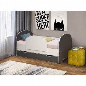 Кровать детская с бортиком и ящиком «Радуга», 800 ? 1600 мм, цвет белый / графит