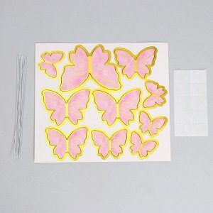 СИМА-ЛЕНД Набор для украшения торта «Бабочки» 10 шт., цвет розовый