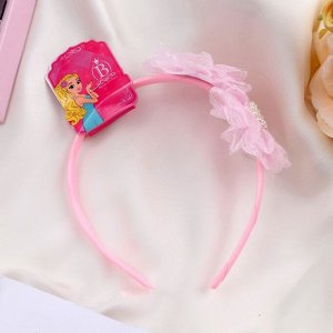 Ободок для волос "Малышка" 1 см двойной бант, розовый