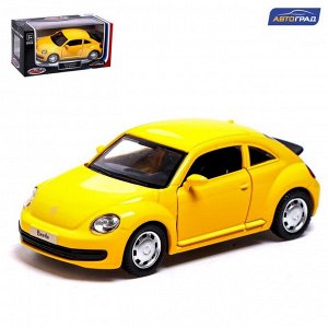 Машина металлическая VOLKSWAGEN THE BEETLE, 1:38, инерция, открываются двери, цвет жёлтый