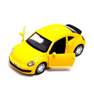 Машина металлическая VOLKSWAGEN THE BEETLE, 1:38, инерция, открываются двери, цвет жёлтый