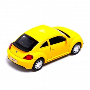 Машина металлическая VOLKSWAGEN THE BEETLE, 1:38, инерция, открываются двери, цвет жёлтый