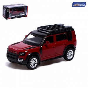 Машина металлическая LAND ROVER DEFENDER 110, 1:43, инерция, открываются двери, цвет красный