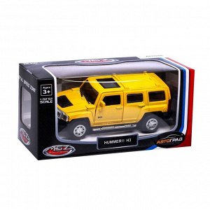 Машина металлическая HUMMER H3, 1:43, инерция, открываются двери, цвет жёлтый