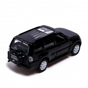 Машина металлическая MITSUBISHI PAJERO 4WD, 1:43, инерция, открываются двери, цвет чёрный