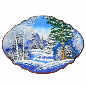 Панно с рисунком из камня, зима "облако" 50*37см, 1125г