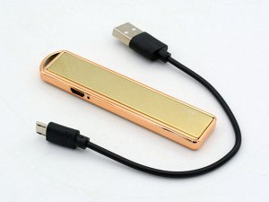 Зажигалка USB цвет золото 90*20*7мм