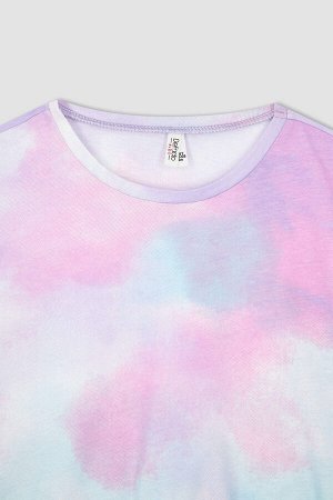 Футболка с коротким рукавом и узором Tie-Dye для девочек