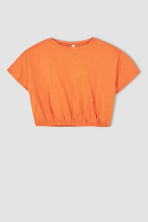 Укороченная футболка с короткими рукавами для девочек и короткие колготки, комплект из 2 предметов