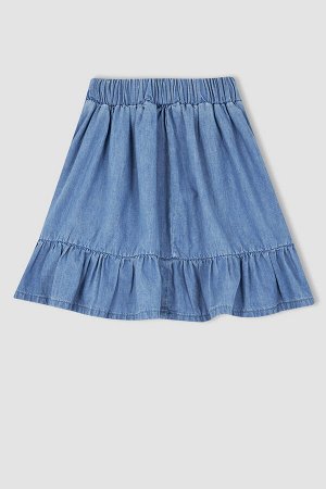 Джинсовая юбка с эластичной резинкой на талии для девочек