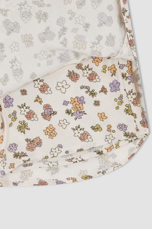 Мини-юбка с эластичной резинкой на талии для девочек с цветочным узором