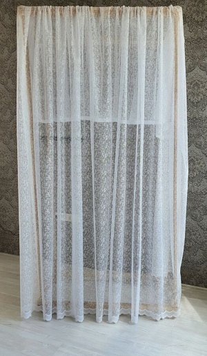 Жаккард Плюсики, белый, Тип крепления: Шторная лента, Ширина: 5,0м