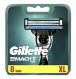 Кассеты бритвенные (сменные лезвия) для станка Gillette Mach3, 8 шт