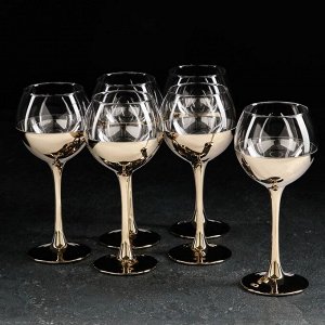 Набор бокалов для вина «Венеция», 280 мл, 6 шт, цвет золото