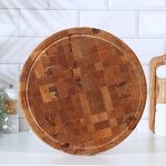 Доска разделочная и сервировочная ТОРЦЕВАЯ круглая, береза D=30 см, толщина 2,5 см