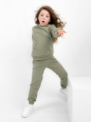 Костюм детский спортивный с капюшоном БЕЗ начеса однотонный цвет ОЛИВКА