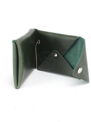 Зажим для купюр Croco-зк-306 (карм на мелочи,  2 кнопки)  натуральная кожа зеленый тем пулл-ап (205)  246900
