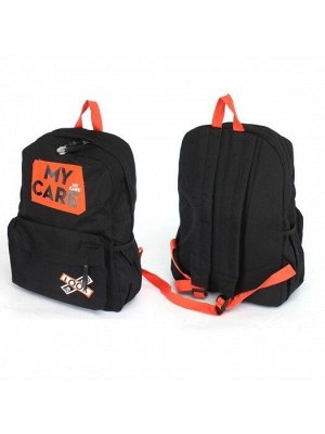 Рюкзак жен текстиль MC-9009,  1отд,  1внутр+3внеш.карм,  черный/оранж 240090