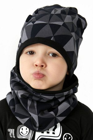 Комплект шапка+снуд Геометрия темная детский