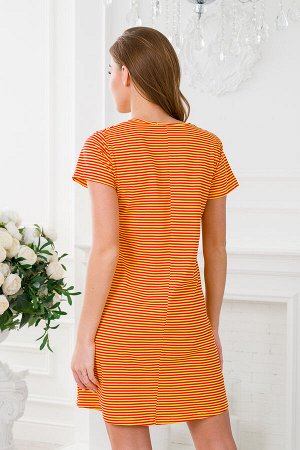 Туника женская из кулирки Руслана красная полоса на жёлтом