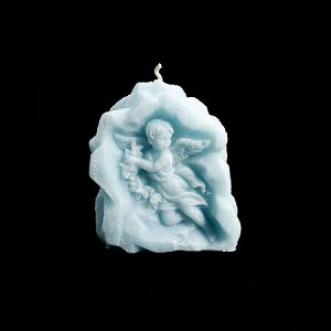 Свеча фигурная Ангел в камне голубой 7,5х6,5х3см