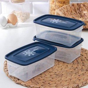 Набор контейнеров для заморозки продуктов Полимербыт «Морозко», 1 л, 3 шт., пластик, крышки МИКС