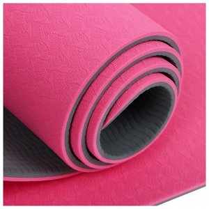 Коврик для йоги Sangh 183 х 61 х 0,6 см, двусторонний, цвет розово-серый
