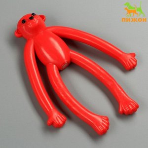 Игрушка для собак "Обезьяна" с пищалкой, 19,5 см, силикон, красная