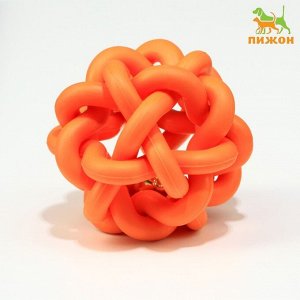 Игрушка резиновая "Молекула" с бубенчиком, 4 см, оранжевая