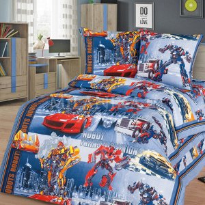 Комплект постельного белья бязь в кроватку "Роботы"