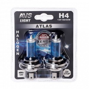 Галогенная лампа AVS ATLAS, H4, 12 В, 60/55 Вт, набор 2 шт.