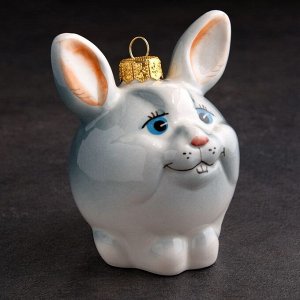 Ёлочный шар  "Кролик", фарфор, 10 см